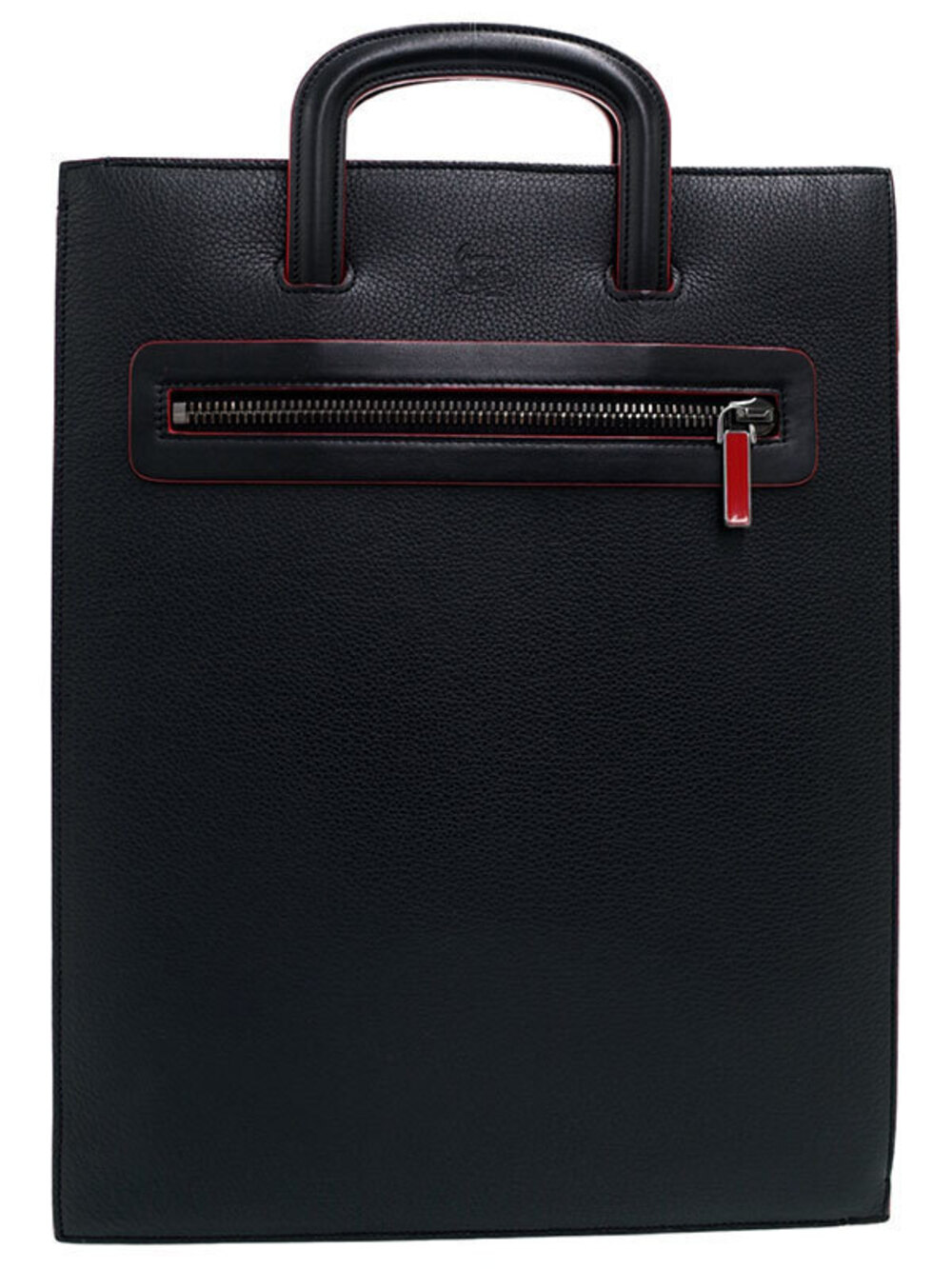 Christian Louboutin black calfskin Trictrac portfolio bag top handles zip